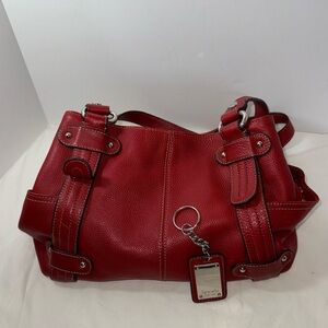 TIGNANELLO Women Genuine Soft Leather Red Shoulder Bag Purse Handbag Pockets